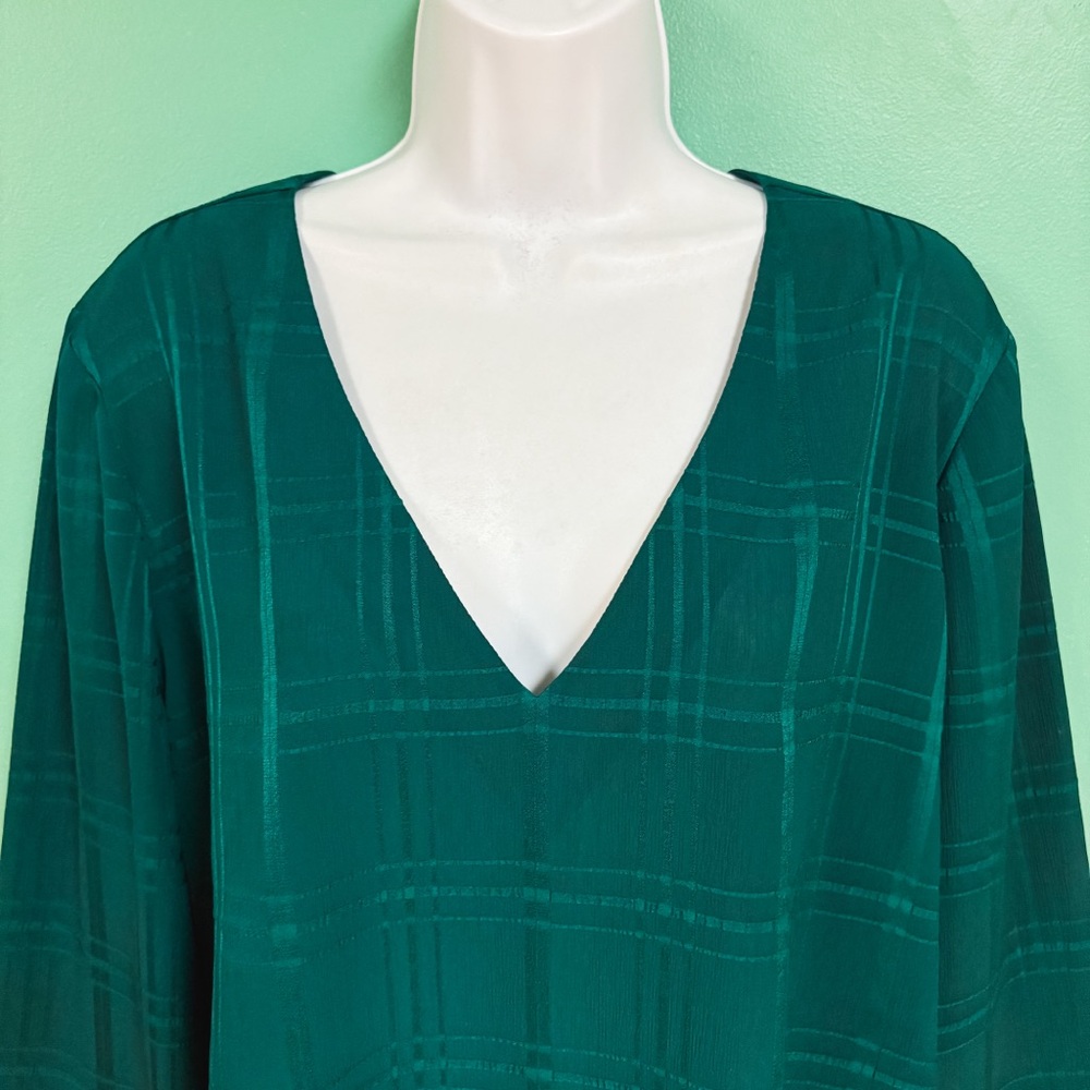 41 Hawthorn Green Teal Ainsley Textured Bell Sleeve Blouse Womens Size XXL - Picture 5 of 9